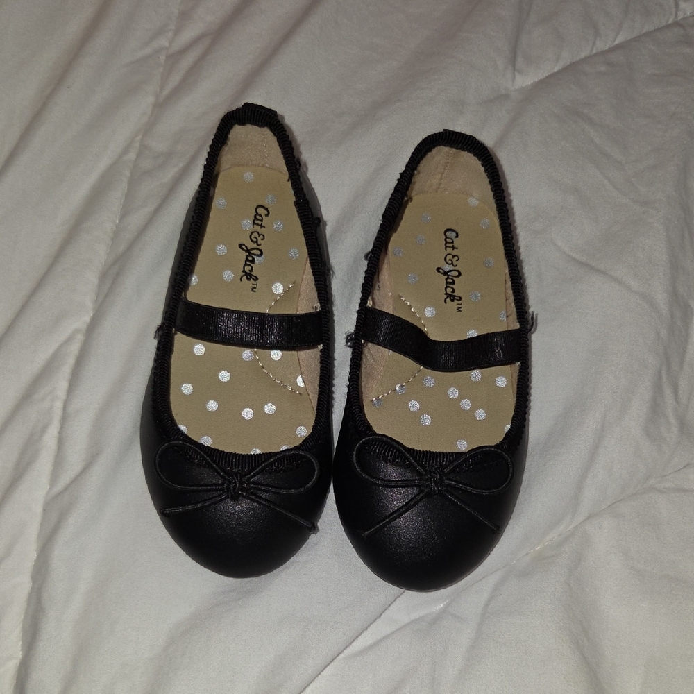 Cat & Jack Black Bow Mary Jane Flats for Toddler Girls